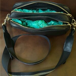 Black Leather Crossbody Shoulder Bag